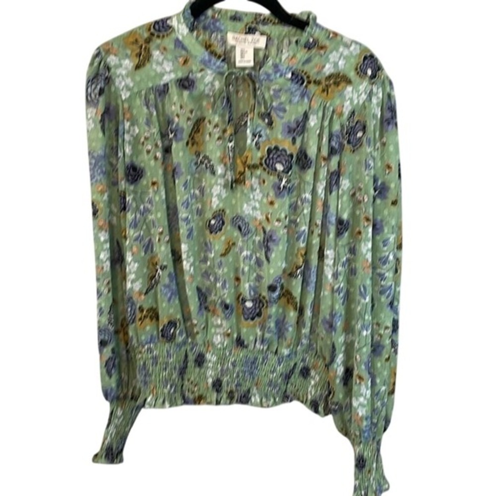 Rachel Zoe Green Floral Long-Sleeve Blouse